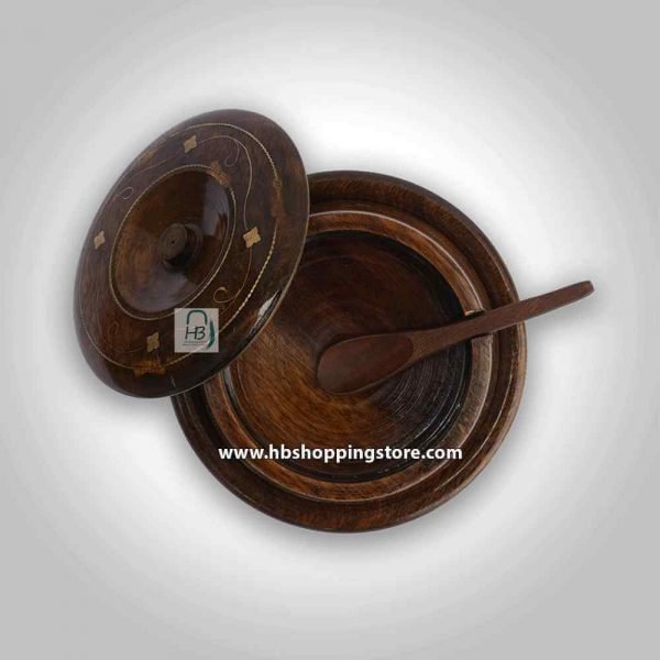 wooden sugar pot spice pot sugar bowl seasoning box with wooden spoon