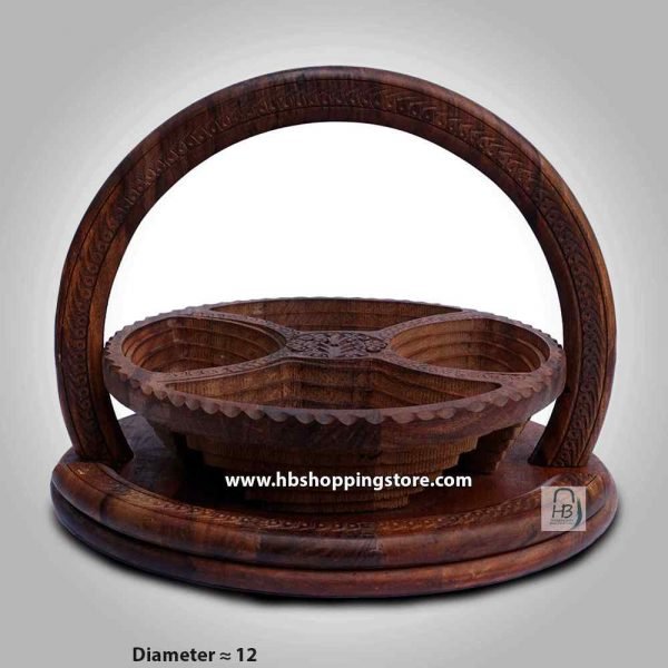 Wooden Handmade Dried Fruit Plate Folding Dry Fruit Basket Fruit Tray Foldable Tray