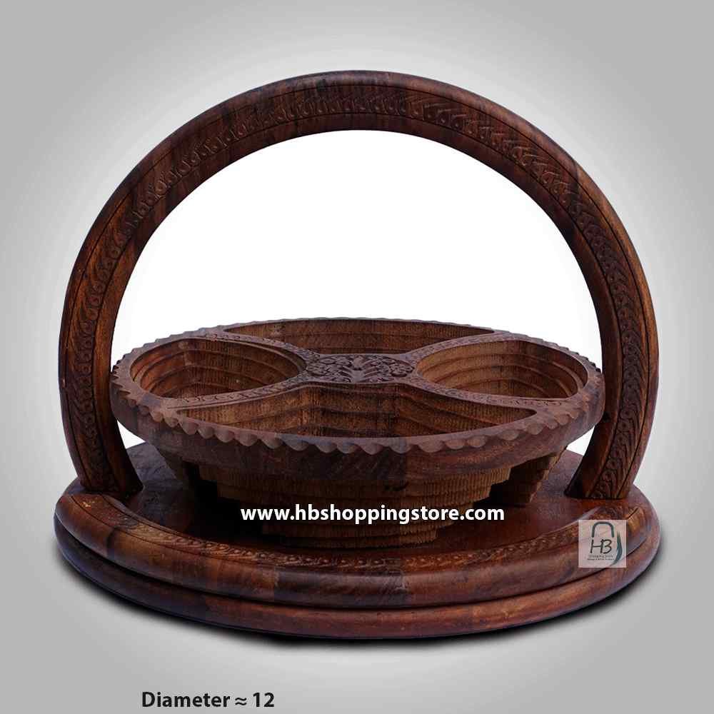 Wooden Handmade Dried Fruit Plate Folding Dry Fruit Basket Fruit Tray Foldable Tray